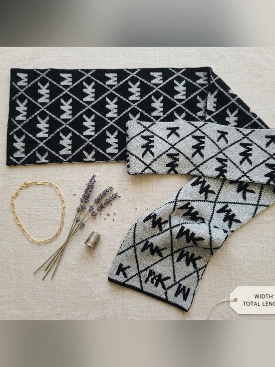 MICHAEL Michael Kors Accessories - Michael Michael Kors Black&Silver Logo Monogram Scarf Metallic Sparkle